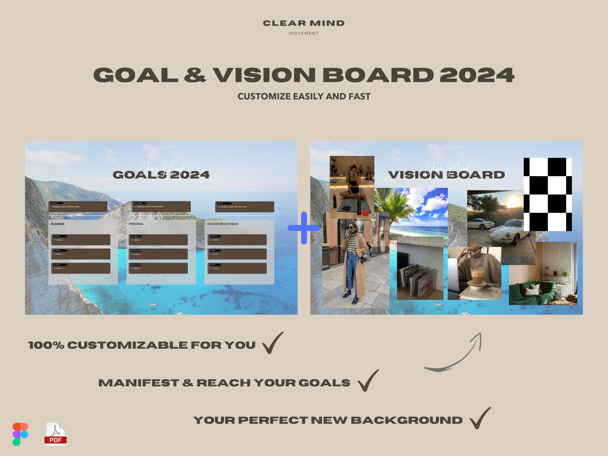 2024 Goals Vision Board Inserts